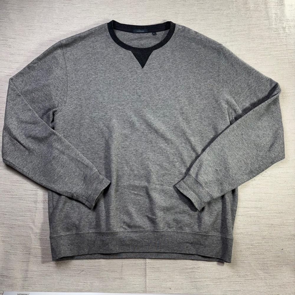 Turtleson Mens Heather Gray V-Stitch Crewneck Pullover Sweatshirt Size L